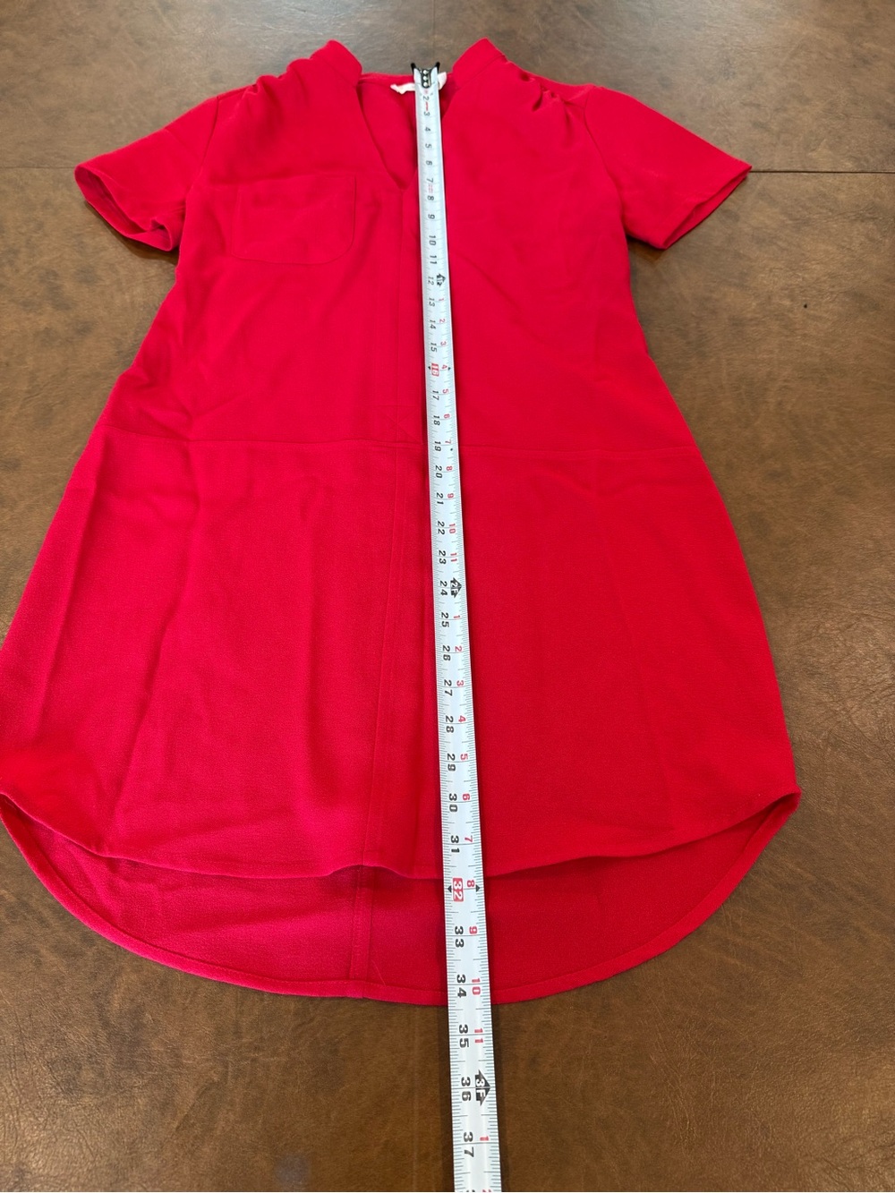 Lush Bright Red Short Sleeve V-Neck Women's Shift Dress XS - Picture 4 of 6
